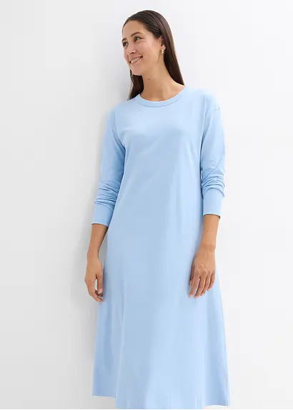 Bonprix Bequemes Kleid Aus Schwerer Bio-Baumwolle - Blau