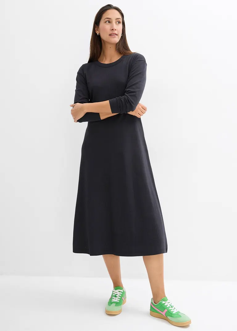 Bonprix Bequemes Kleid Aus Schwerer Bio-Baumwolle - Schwarz