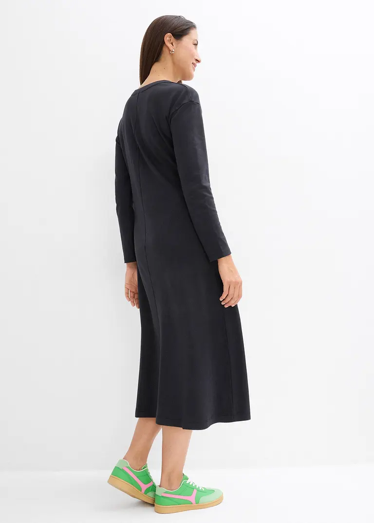 Bonprix Bequemes Kleid Aus Schwerer Bio-Baumwolle - Schwarz