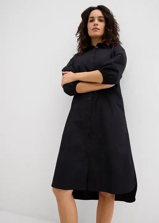 Bonprix Bequemes Kleid Mit Durchgehender Knopfleiste Und Seitlichen Eingriffstaschen