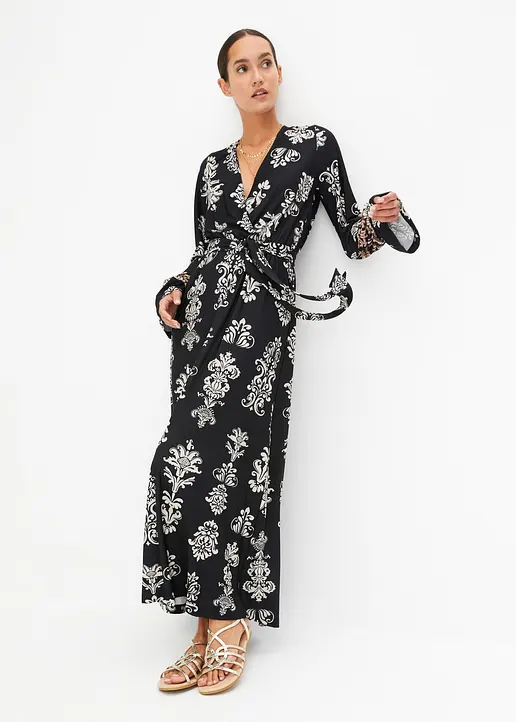 Bonprix Bequemes Kleid Mit Schönem Muster - Schwarz - Damen