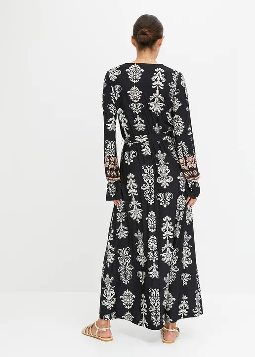 Bonprix Bequemes Kleid Mit Schönem Muster - Schwarz - Damen