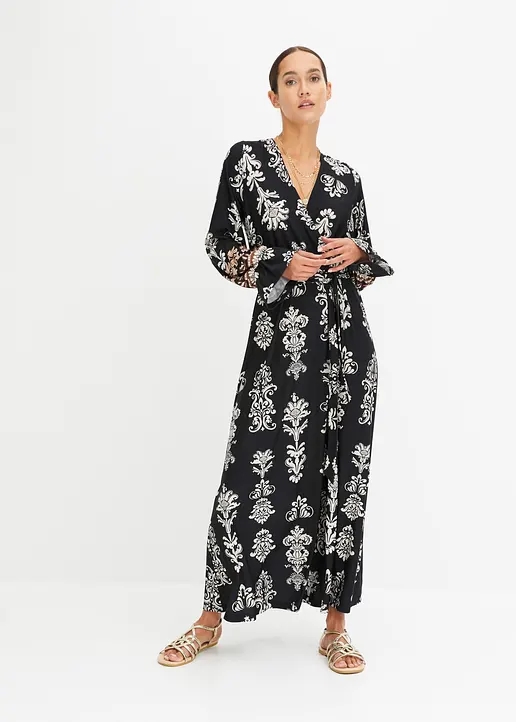 Bonprix Bequemes Kleid Mit Schönem Muster - Schwarz - Damen