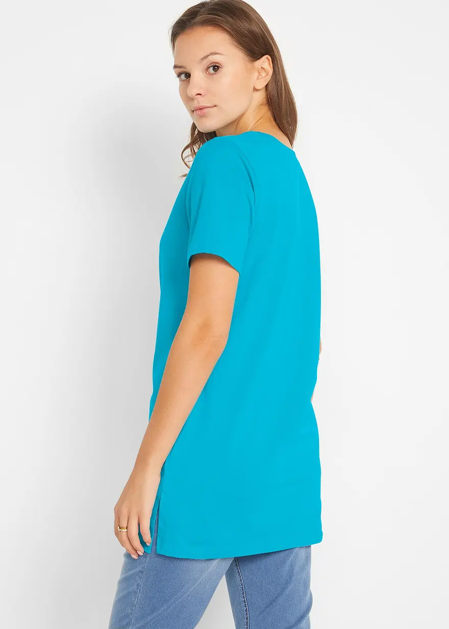 Bonprix Bequemes Langes Basic T-Shirt Mit V-Ausschnitt - Damen