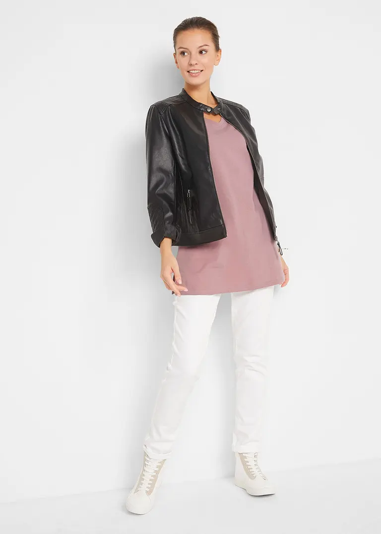 Bonprix Bequemes Langes Basic T-Shirt Mit V-Ausschnitt - Damen