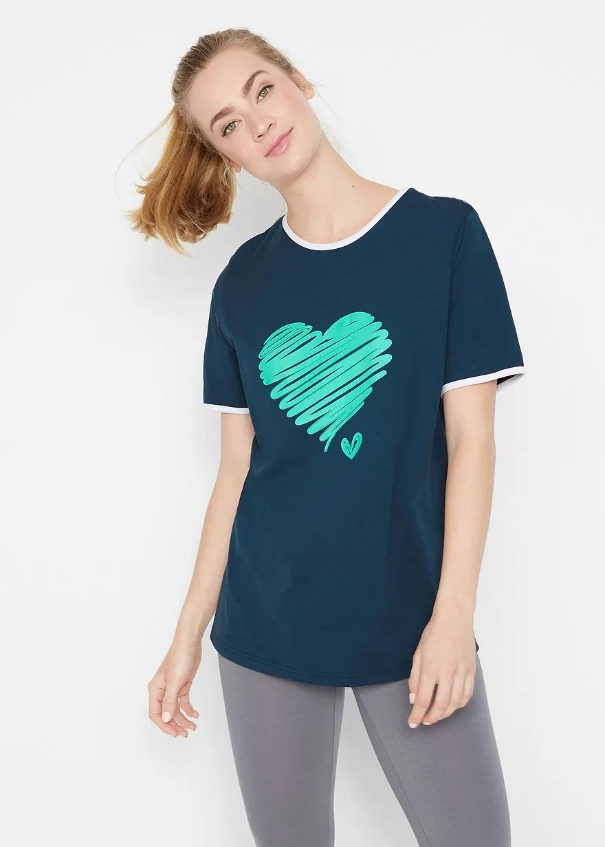 Bonprix Bequemes Long-Shirt Mit Kontrastdetails - Damen