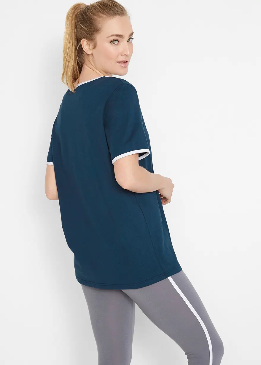 Bonprix Bequemes Long-Shirt Mit Kontrastdetails - Damen