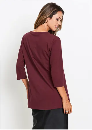 Bonprix Bequemes Longshirt Aus Baumwolle Mit 3/4-Arm - Rot
