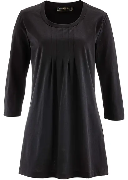 bonprix Bequemes Longshirt aus Baumwolle mit 3/4-Arm - schwarz