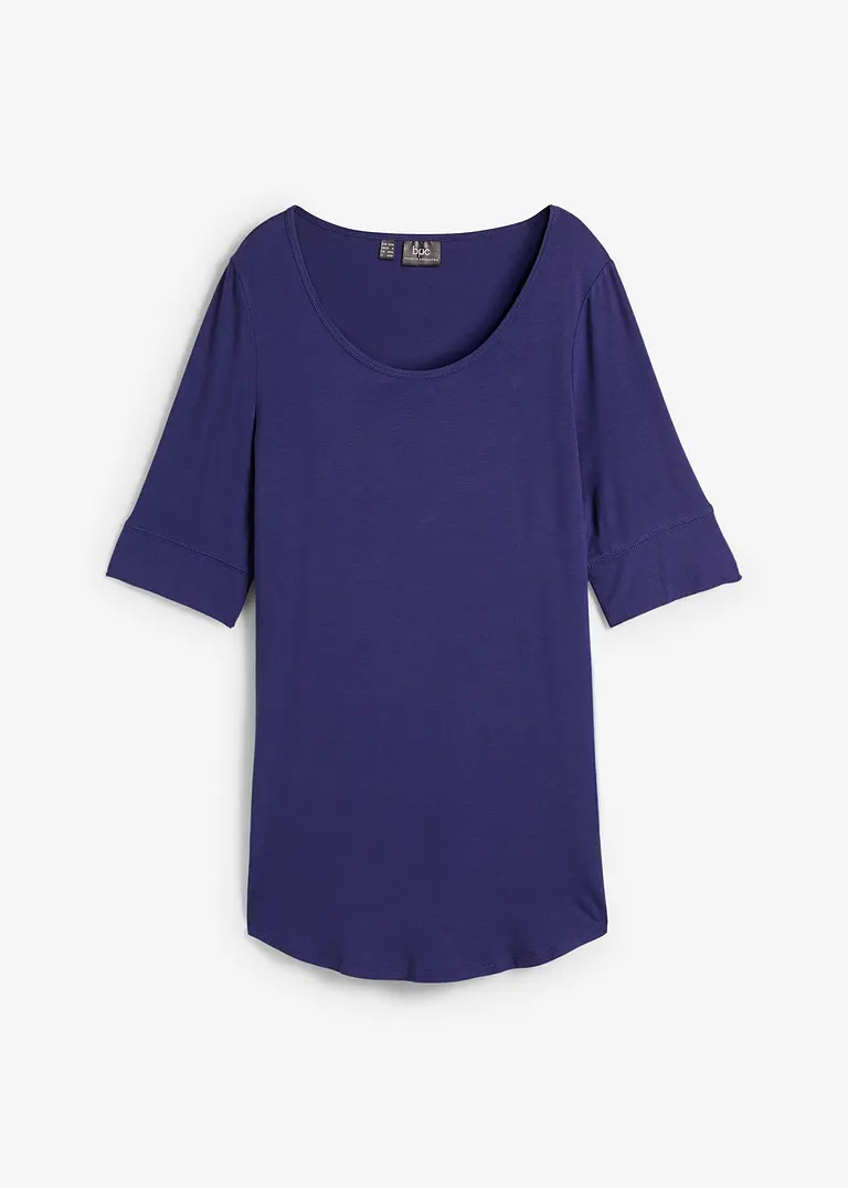 bonprix Bequemes Longshirt mit Viskose und abgerundetem Saum - blau