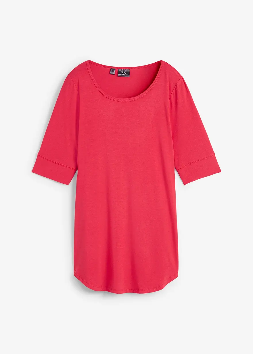 bonprix Bequemes Longshirt mit Viskose und abgerundetem Saum - rot