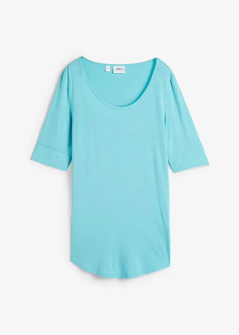 bonprix Bequemes Longshirt mit Viskose und abgerundetem Saum - blau