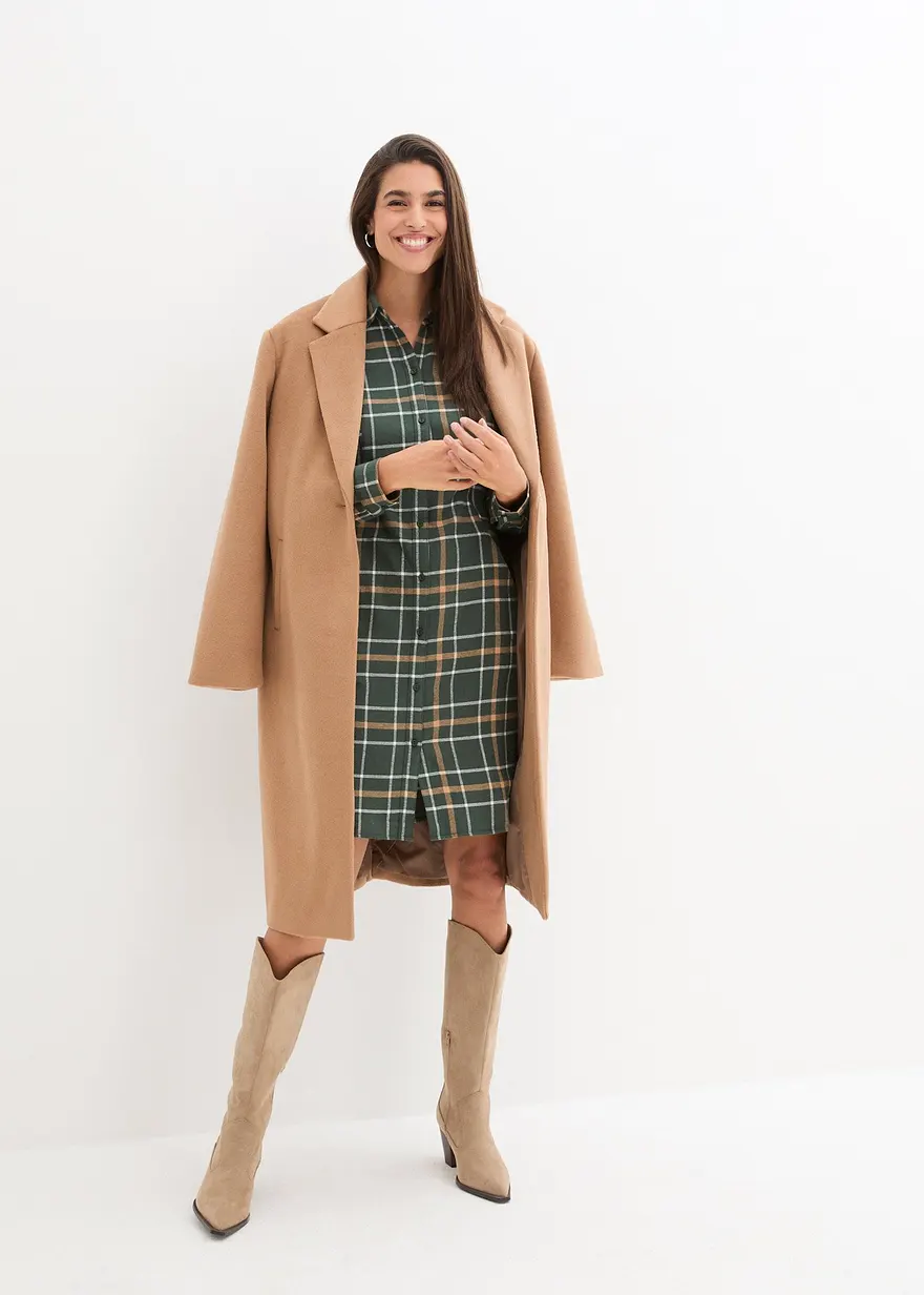 Bonprix Bequemes Midi-Kleid Aus Baumwolle - Grün - Damen