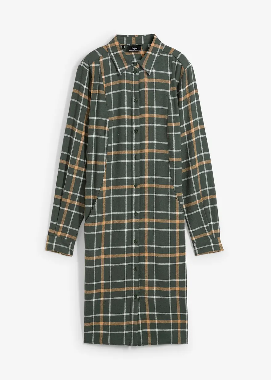 bonprix Bequemes Midi-Kleid aus Baumwolle - grün - Damen