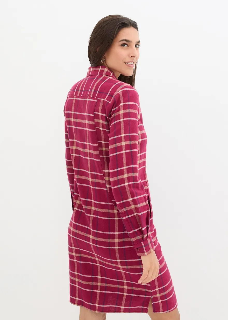 Bonprix Bequemes Midi-Kleid Aus Baumwolle - Rot - Damen