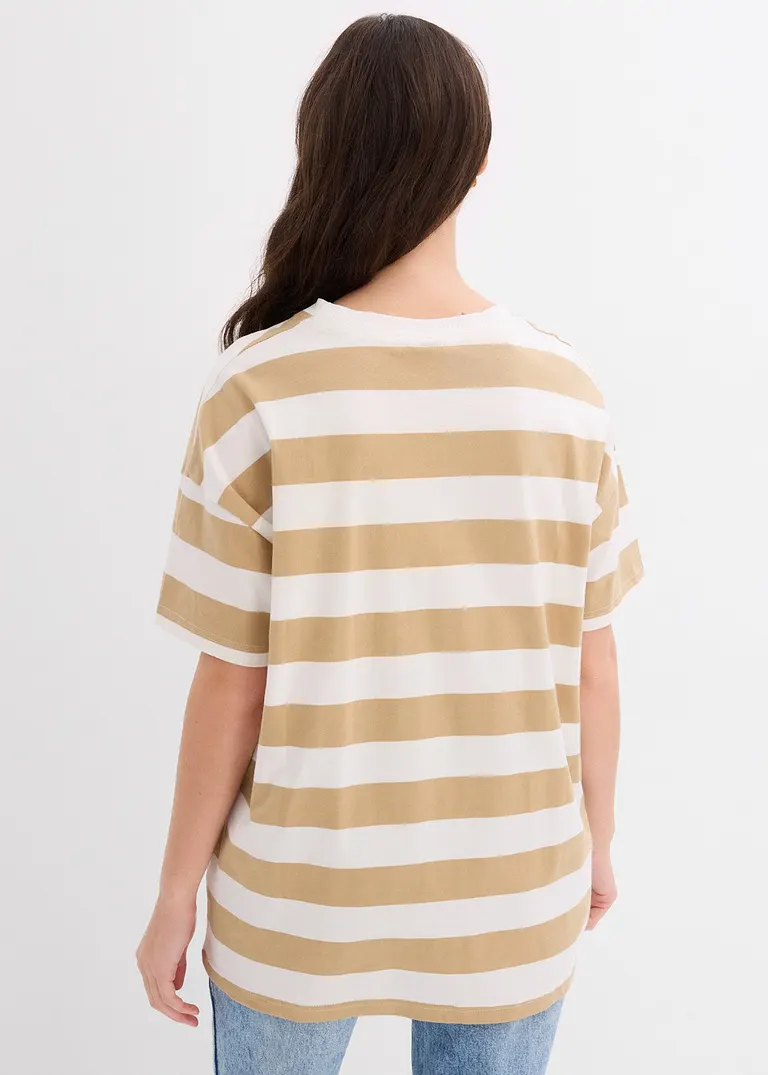 Bonprix Bequemes Oversize-Shirt Aus Bio-Baumwolle - Beige