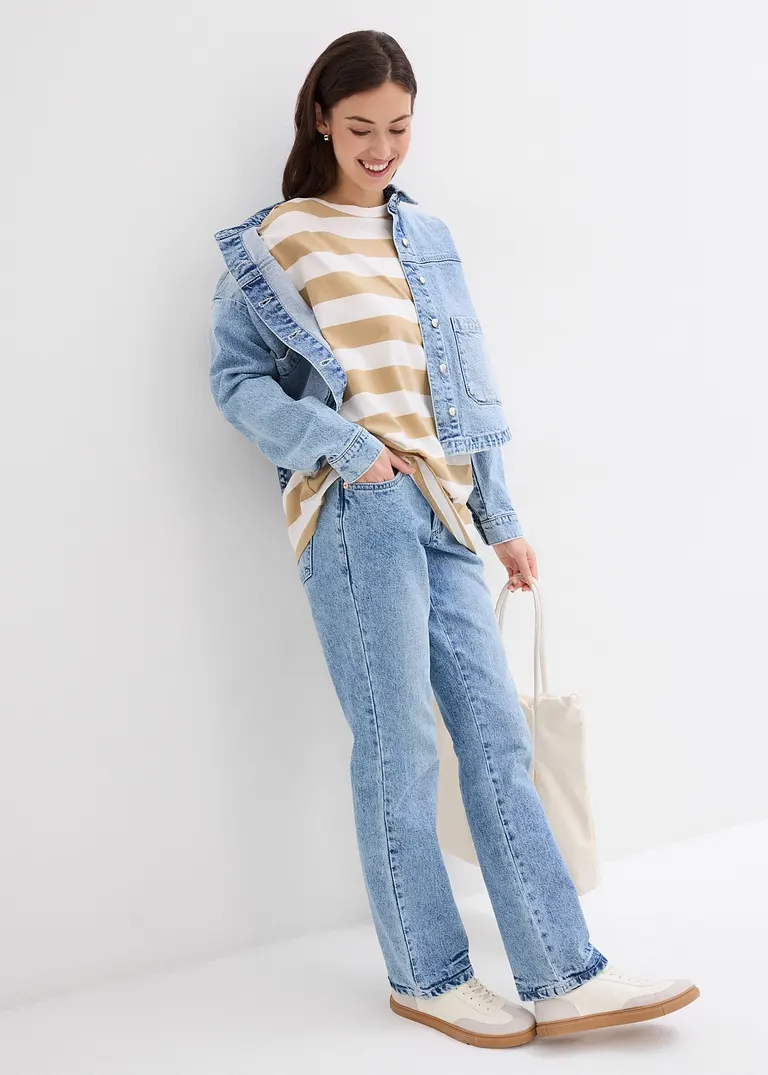 Bonprix Bequemes Oversize-Shirt Aus Bio-Baumwolle - Beige