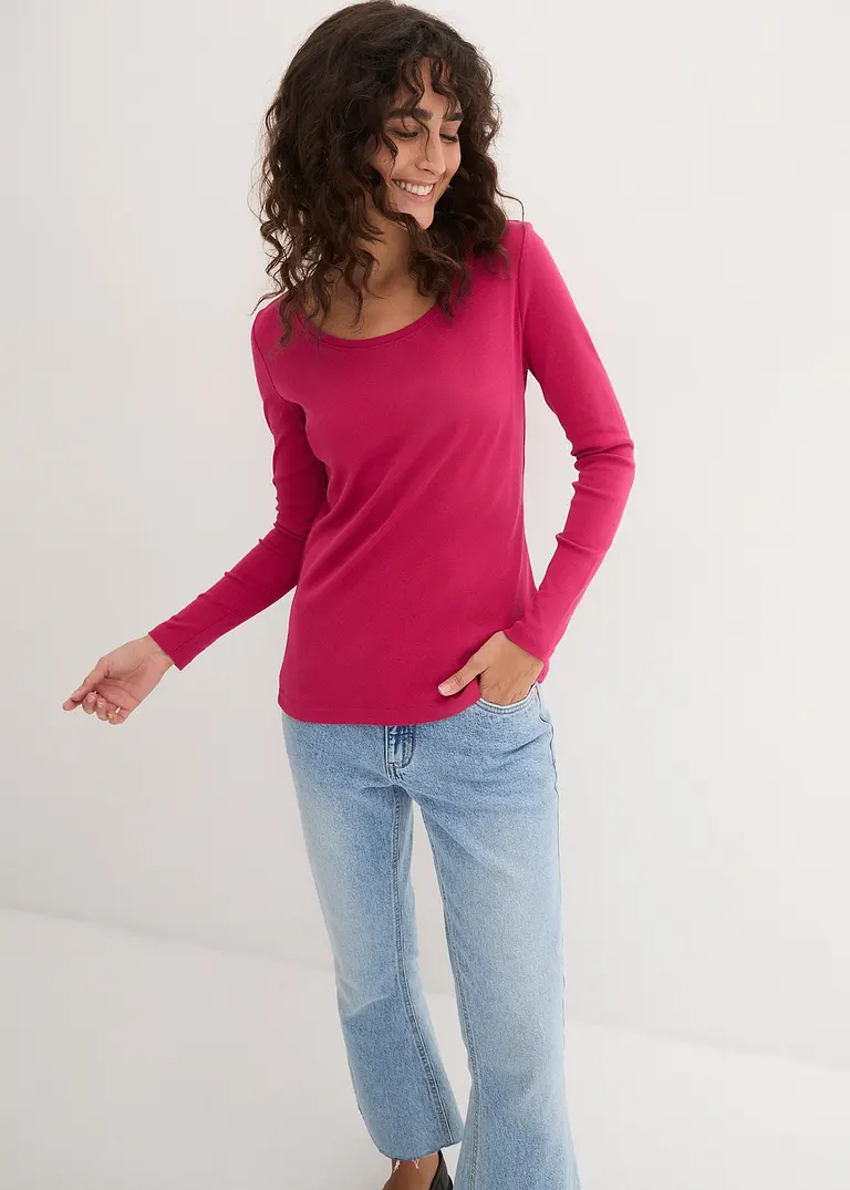 Bonprix Bequemes Shirt Aus Bio-Baumwolle - Pink - Damen