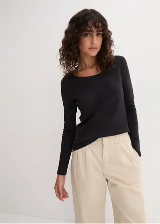Bonprix Bequemes Shirt Aus Bio-Baumwolle - Schwarz - Damen