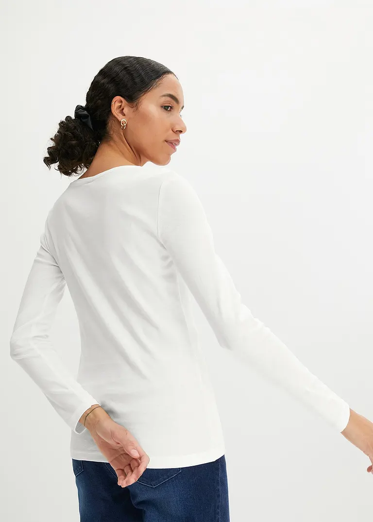 Bonprix Bequemes Shirt Aus Bio-Baumwolle - Weiß - Damen