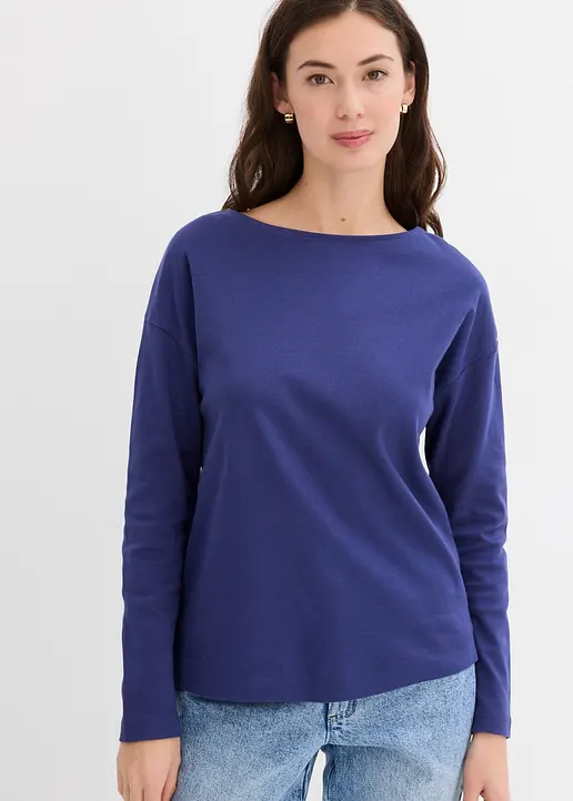 Bonprix Bequemes Shirt Aus Schwerer Bio-Baumwolle - Blau