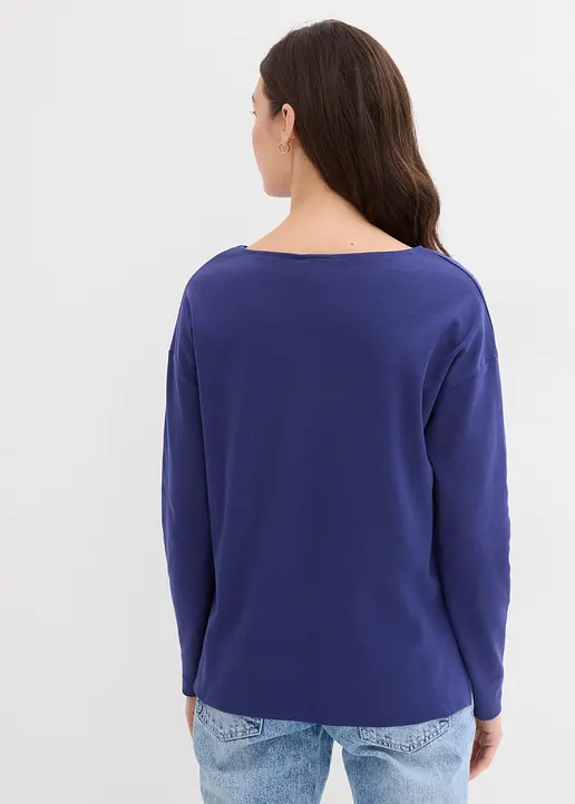 Bonprix Bequemes Shirt Aus Schwerer Bio-Baumwolle - Blau