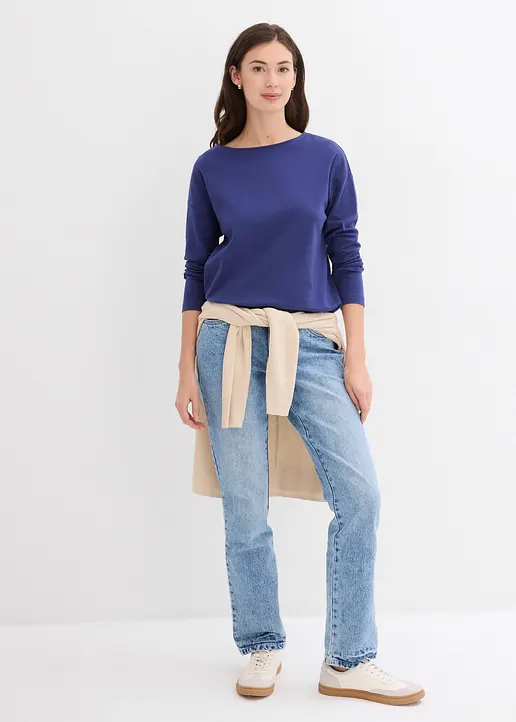 Bonprix Bequemes Shirt Aus Schwerer Bio-Baumwolle - Blau