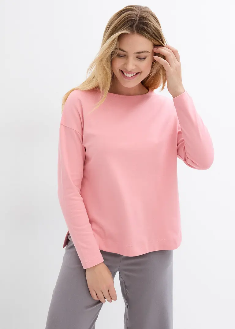 Bonprix Bequemes Shirt Aus Schwerer Bio-Baumwolle - Rosa