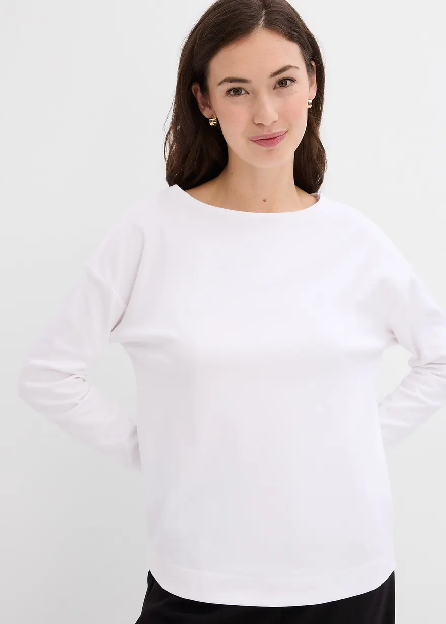 Bonprix Bequemes Shirt Aus Schwerer Bio-Baumwolle - Weiß