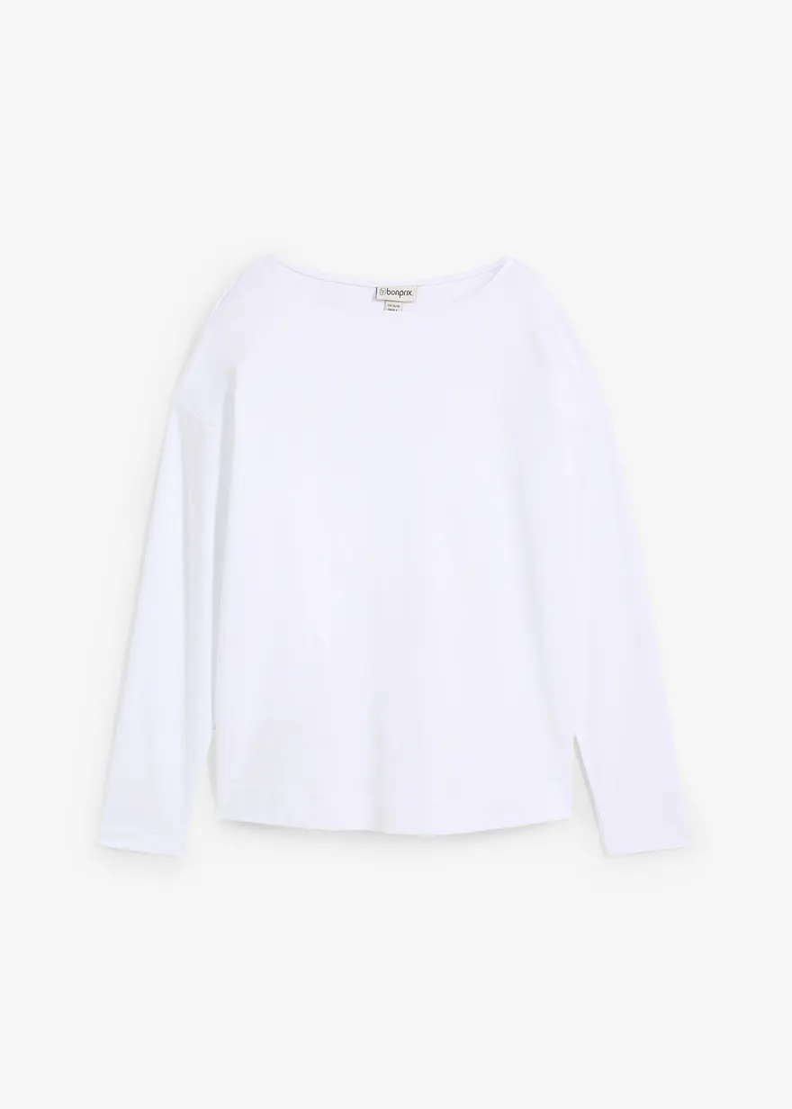 bonprix Bequemes Shirt aus schwerer Bio-Baumwolle - weiß