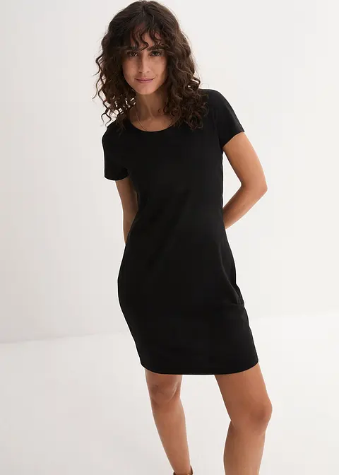 Bonprix Bequemes Shirtkleid Mit Baumwolle - Schwarz - Damen