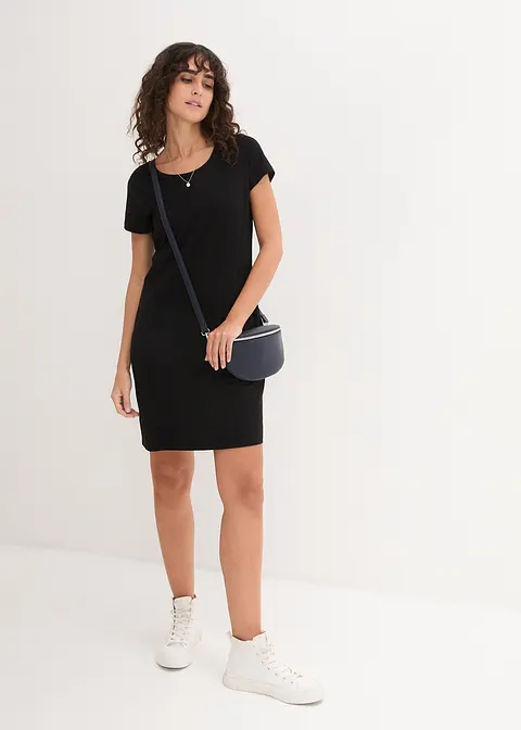 Bonprix Bequemes Shirtkleid Mit Baumwolle - Schwarz - Damen