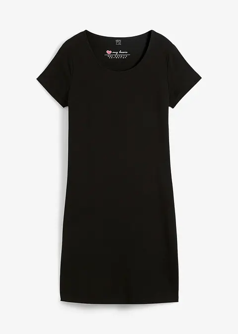 bonprix Bequemes Shirtkleid mit Baumwolle - schwarz - Damen