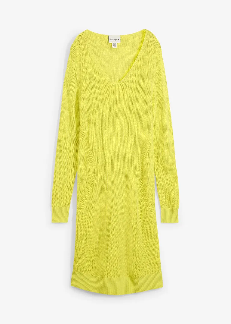 bonprix Bequemes Strickleid mit V-Ausschnitt - grün - Damen