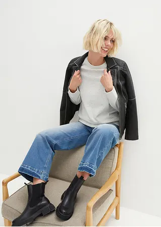 Bonprix Bequemes Sweatshirt Im 2er-Pack - Indigo+naturmeliert Meliert