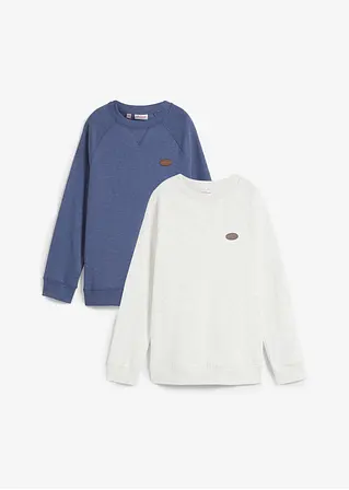 bonprix Bequemes Sweatshirt im 2er-Pack - indigo+naturmeliert meliert