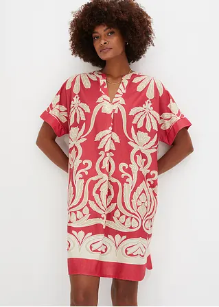 Bonprix Bequemes Tunika Kleid Mit Modernem Muster - Rot - Damen