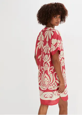 Bonprix Bequemes Tunika Kleid Mit Modernem Muster - Rot - Damen