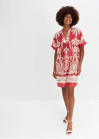 Bonprix Bequemes Tunika Kleid Mit Modernem Muster - Rot - Damen