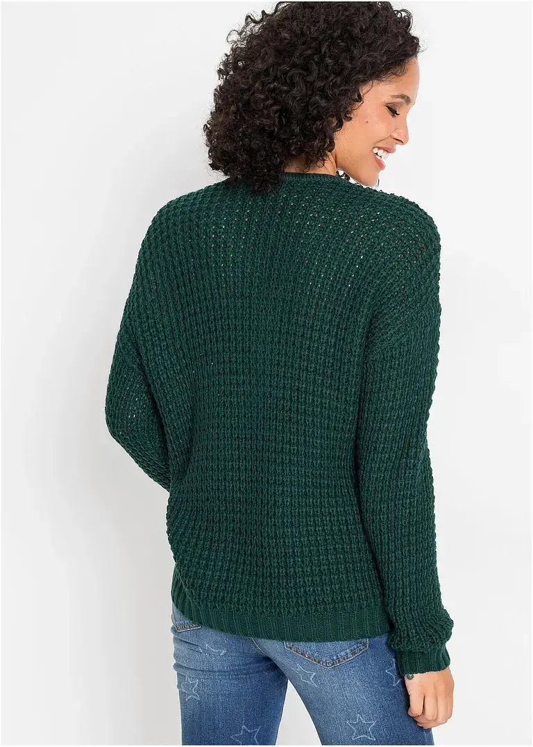 Bonprix Besonderer Pullover Mit Regulierbarem Ausschnitt - Grün