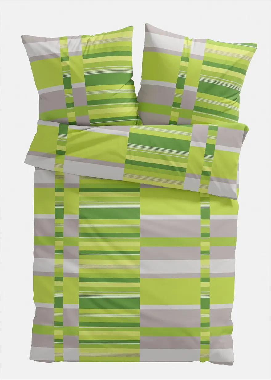 bonprix Bettwäsche im Karodesign - grün Baumwollgemisch