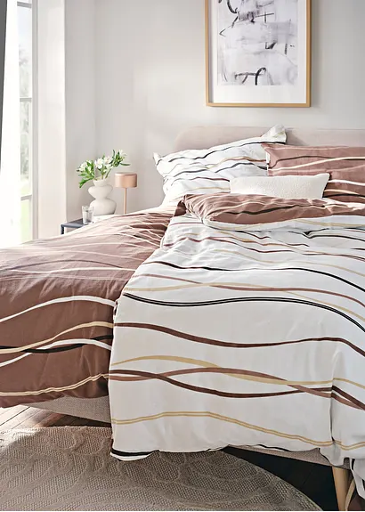 Bonprix Bettwäsche Mit Ansprechendem Wellen-Motiv - Creme Biber