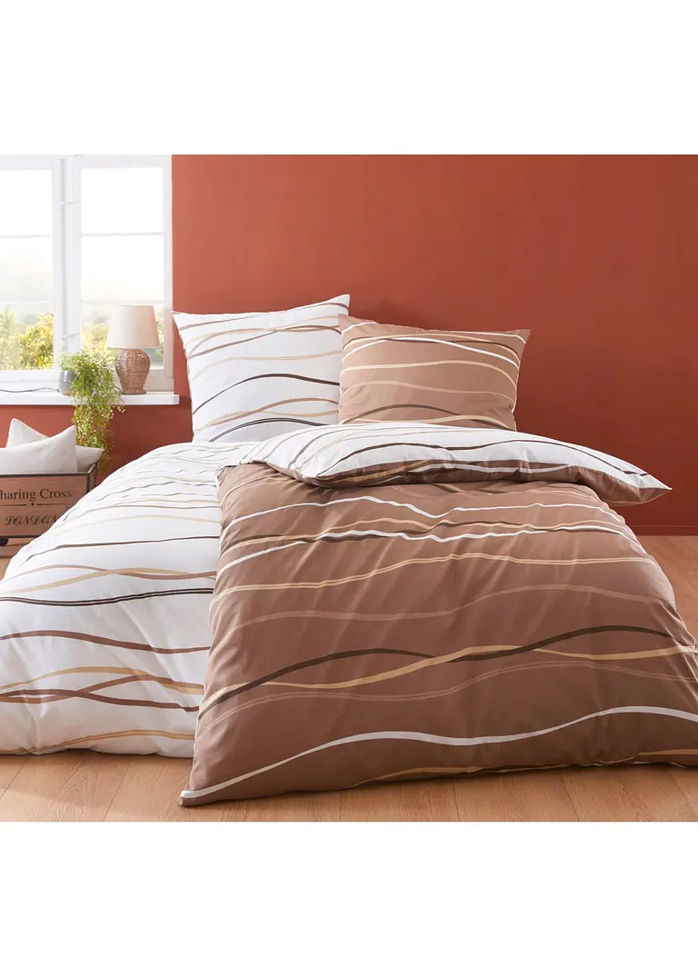 Bonprix Bettwäsche Mit Ansprechendem Wellen-Motiv - Creme Linon