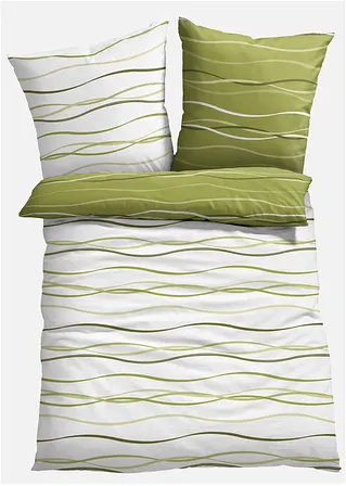 bonprix Bettwäsche mit ansprechendem Wellen-Motiv - grün Linon