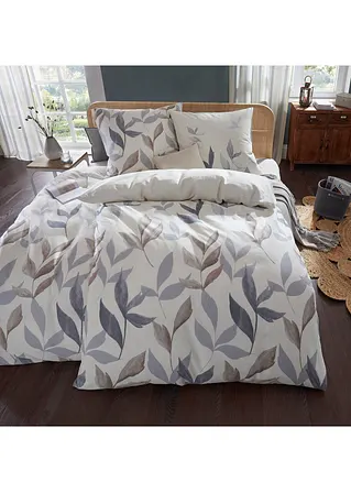 Bonprix Bettwäsche Mit Blättern Motiv - Braun-grau Linon