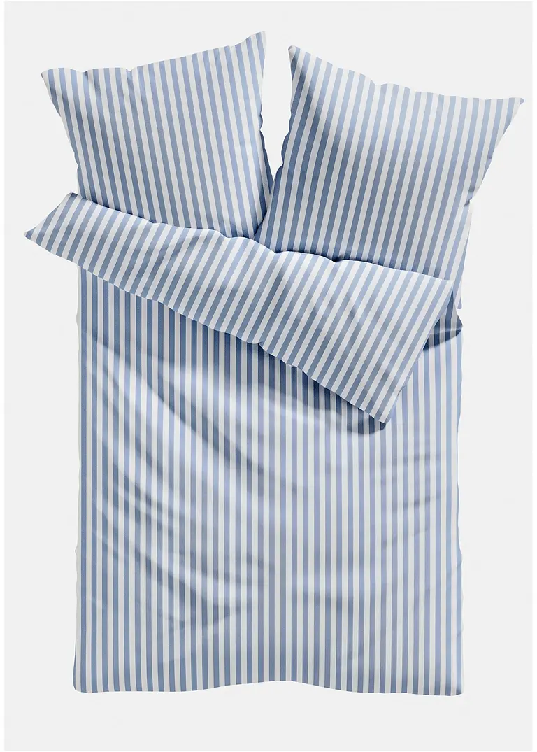 bonprix Bettwäsche mit elegantem Streifen Design - blau/weiß Renforcee