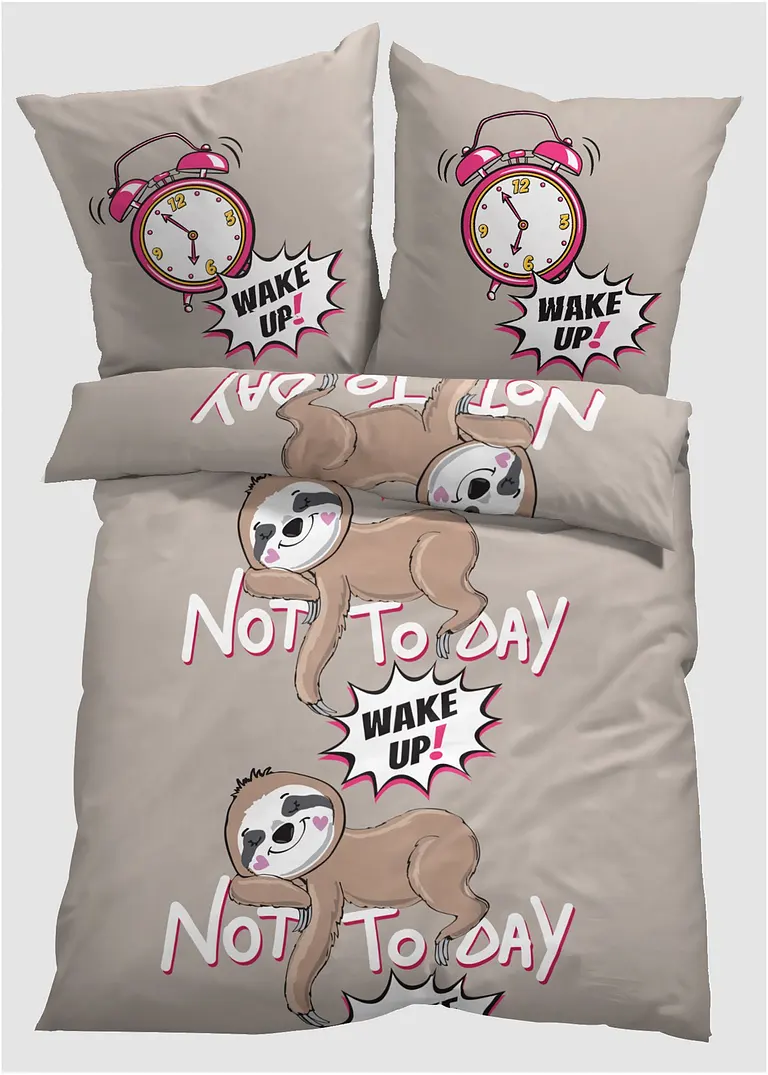 bonprix Bettwäsche mit Faultier - beige Baumwollgemisch