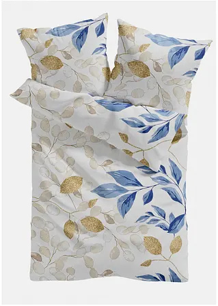 bonprix Bettwäsche mit floralem Design - blau/beige Linon
