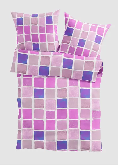 bonprix Bettwäsche mit Karomuster - flieder Baumwollgemisch