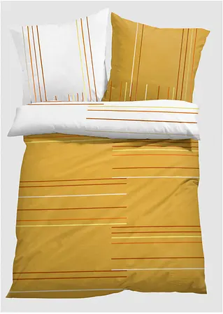 bonprix Bettwäsche mit Linien - gelb/weiss Baumwollgemisch